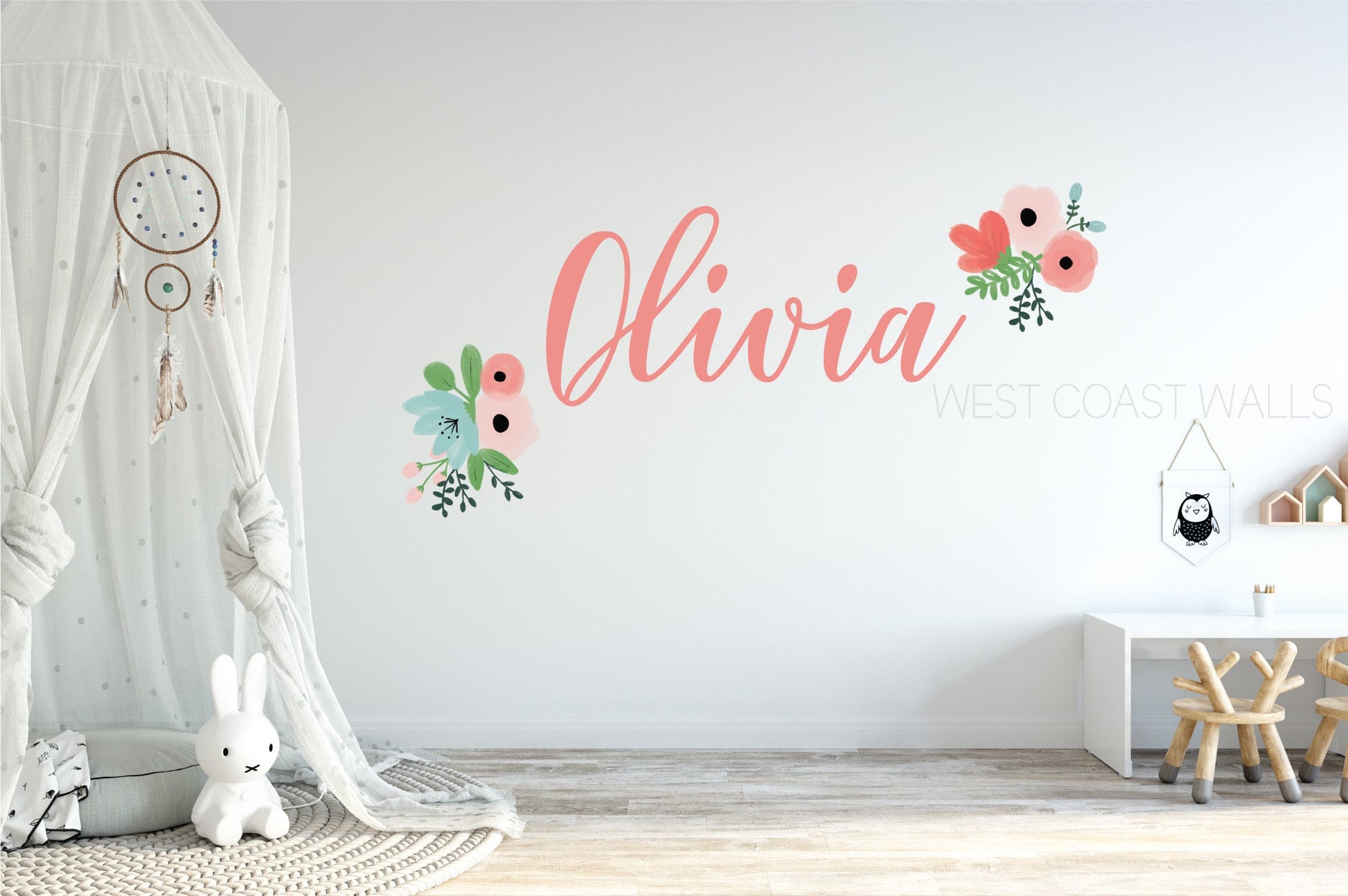 Custom Floral Name Wall Decal