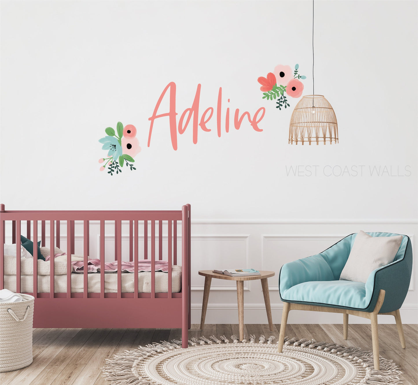 Custom Floral Name Wall Decal