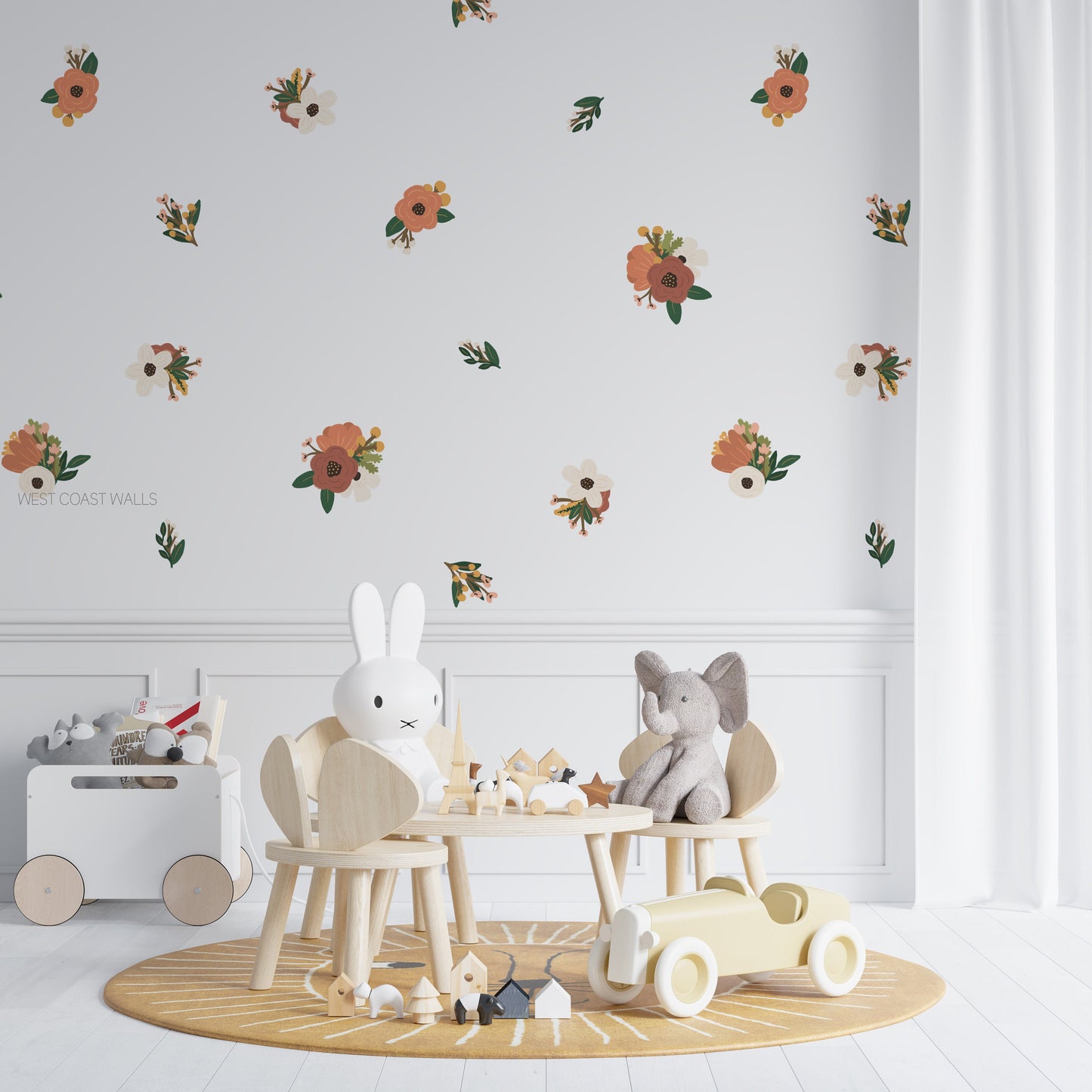 Neutral Floral Removable Wall Stickers