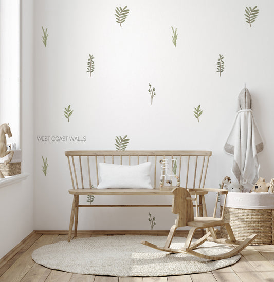 Neutral and Muted Leaves Removable Wall Decals