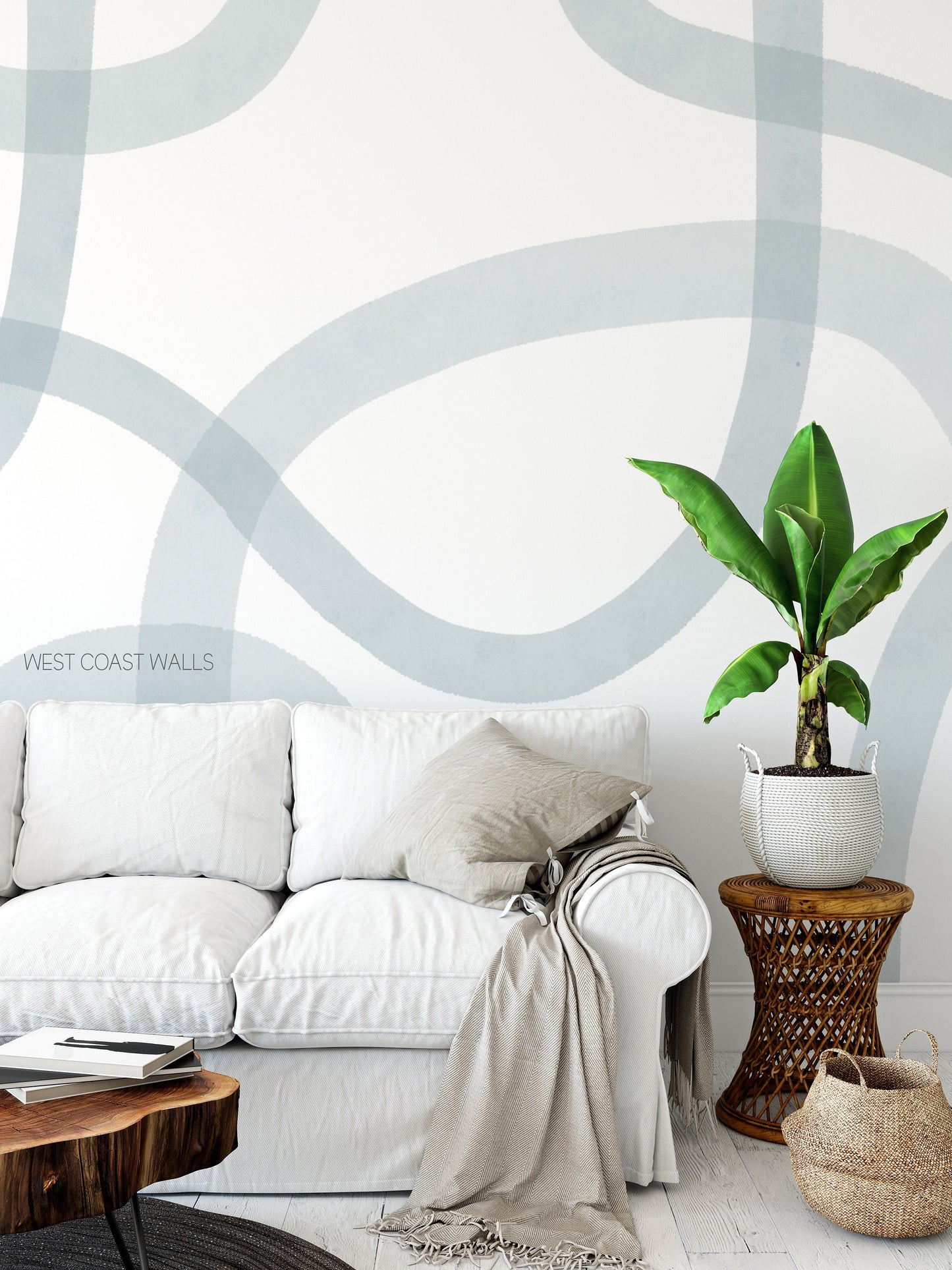 Abstract Boho Watercolour Lines Wall Mural