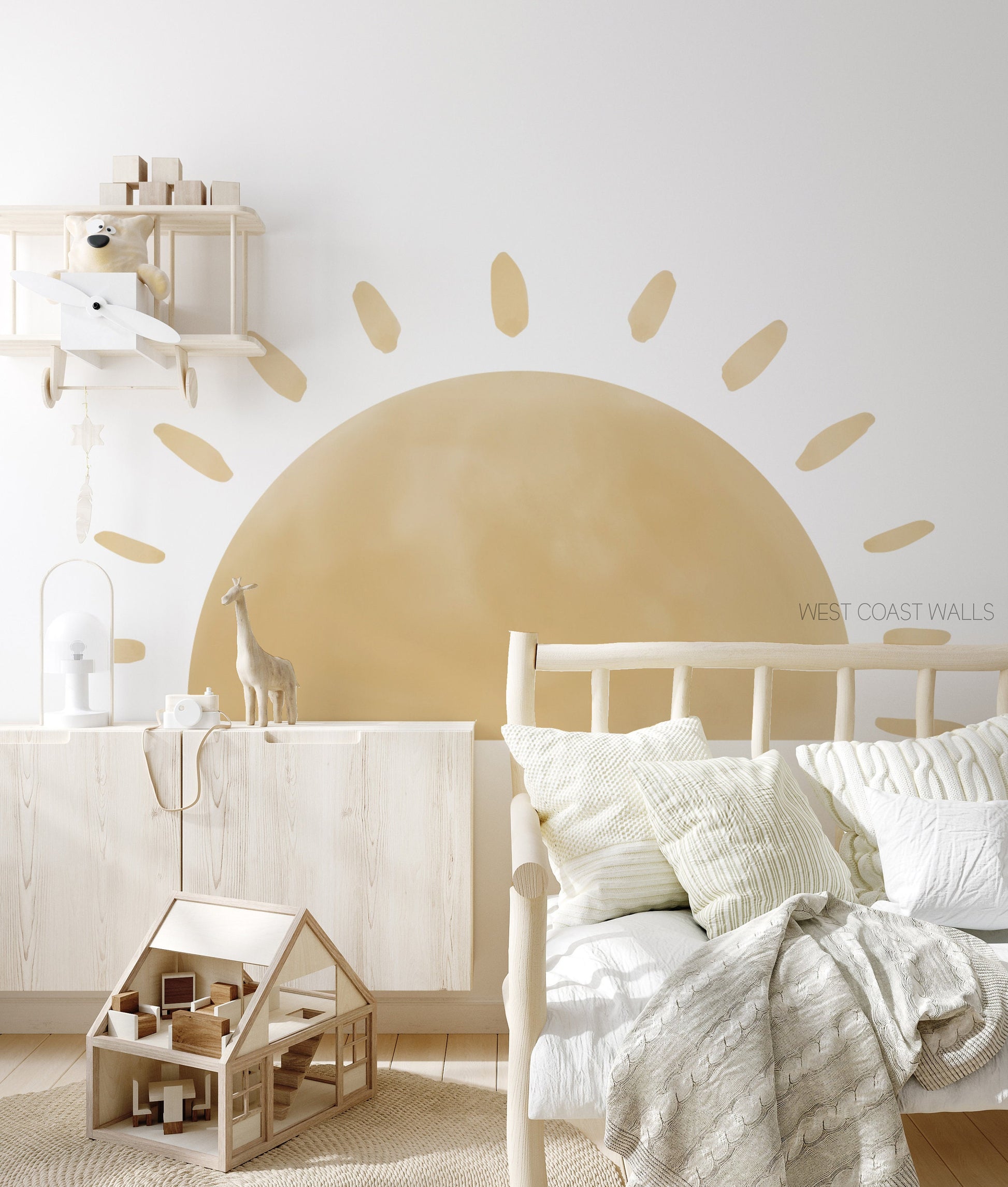 Large Watercolor Sun Removable Wall Decal