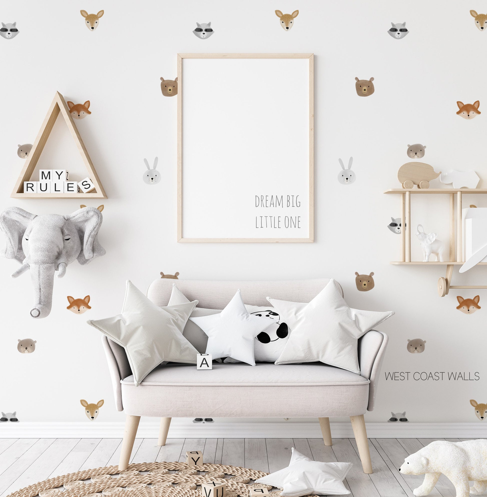 Woodland Watercolour Animals Removable Wall Decals