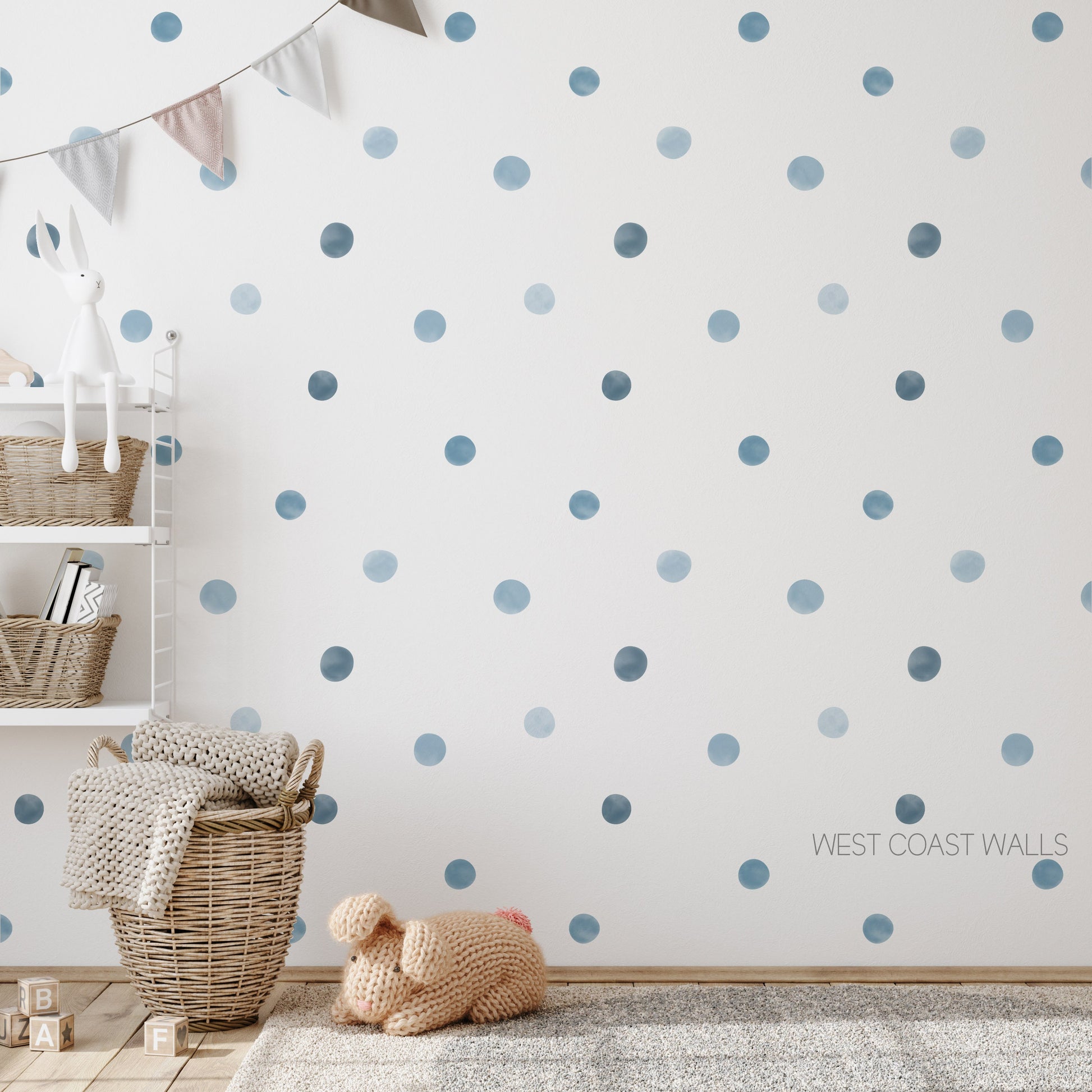 Blue Ombre Removable Watercolor Dots