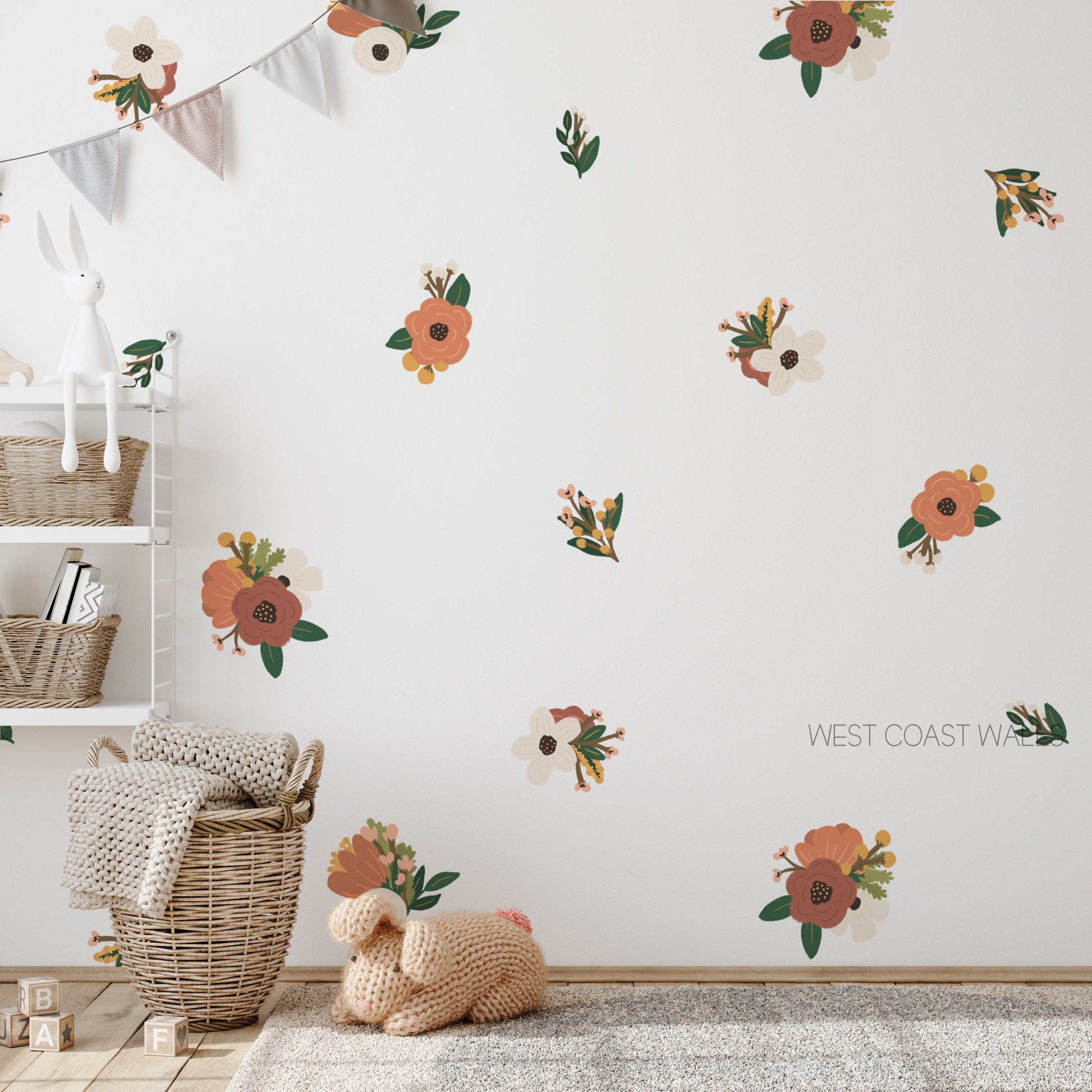 Neutral Floral Removable Wall Stickers