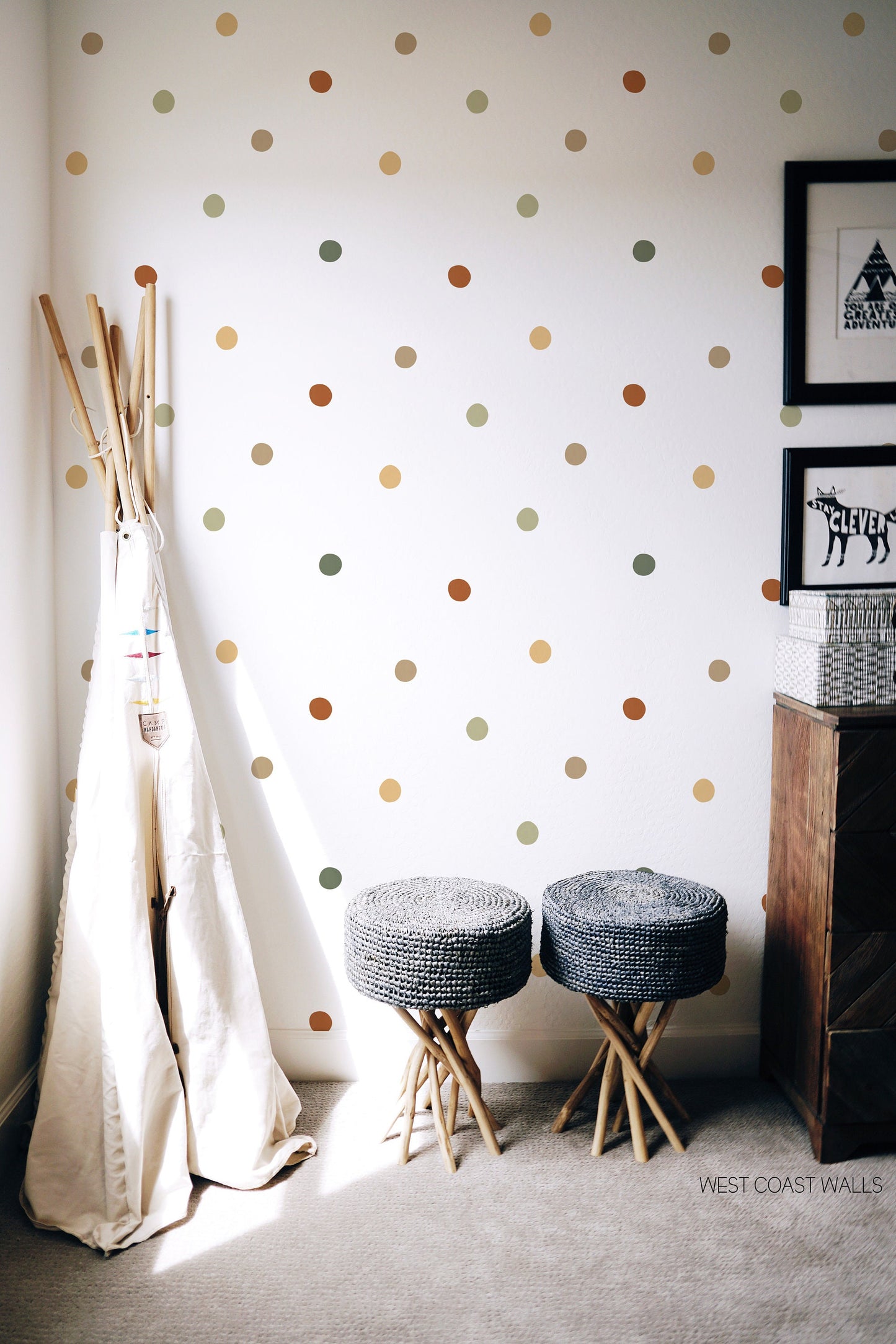 Green Neutral Painted Removable Dot Decals