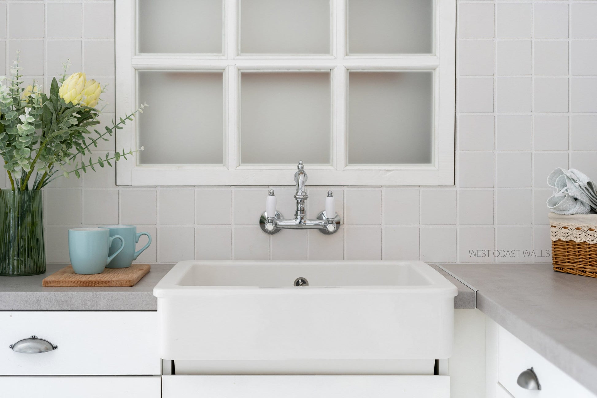 White Square Tile Wallpaper