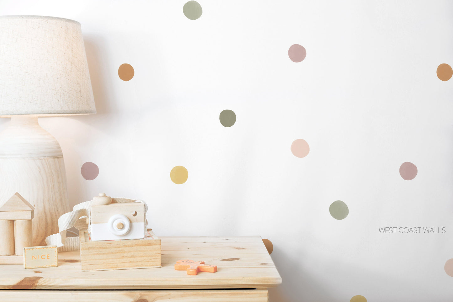 Neutral Rainbow Painted Removable Dot Decals