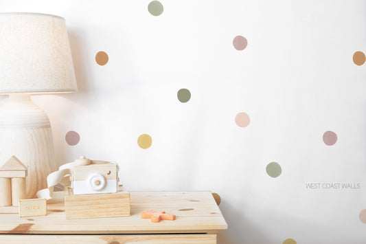 Neutral Rainbow Painted Removable Dot Decals