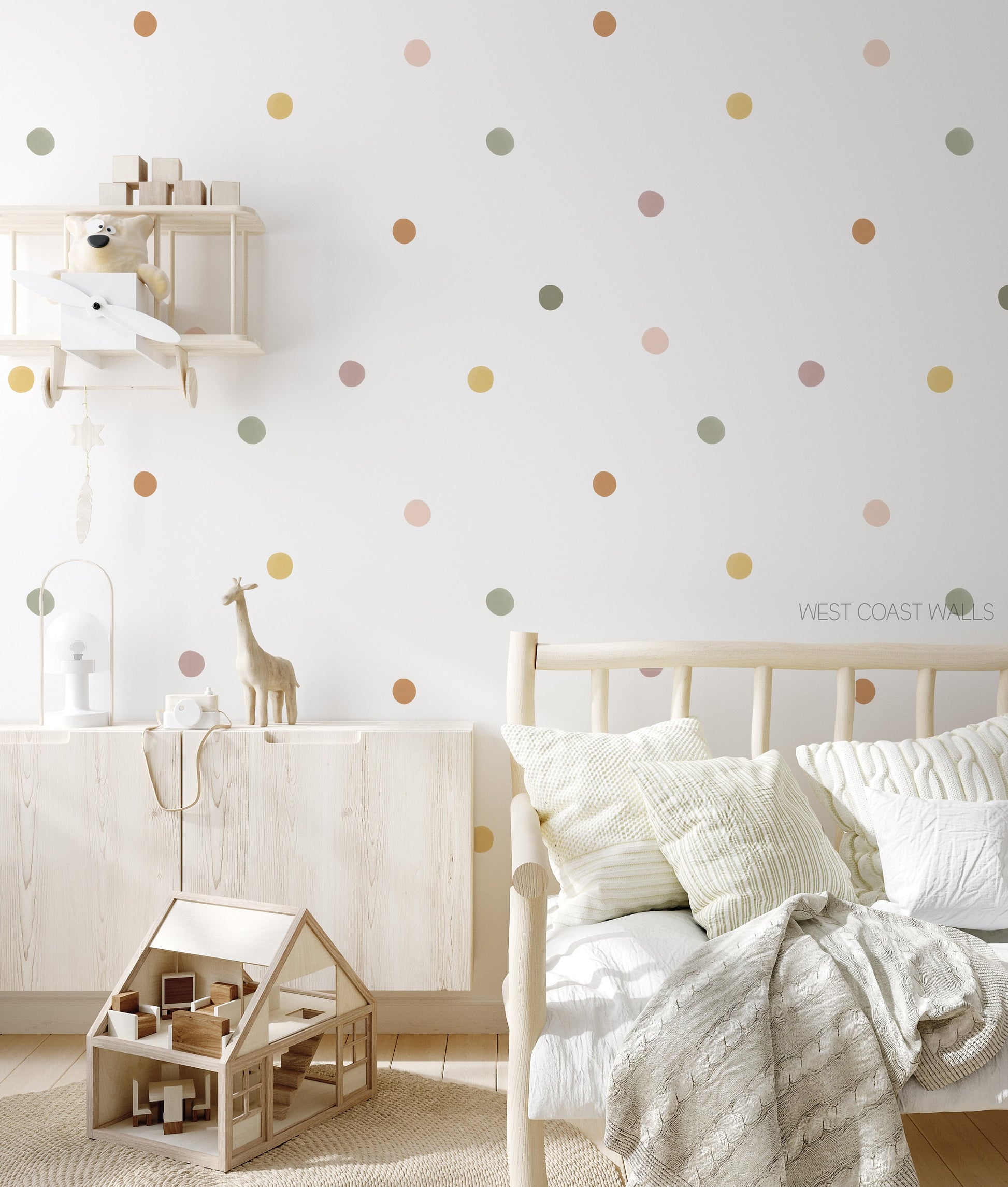 Neutral Rainbow Painted Removable Dot Decals