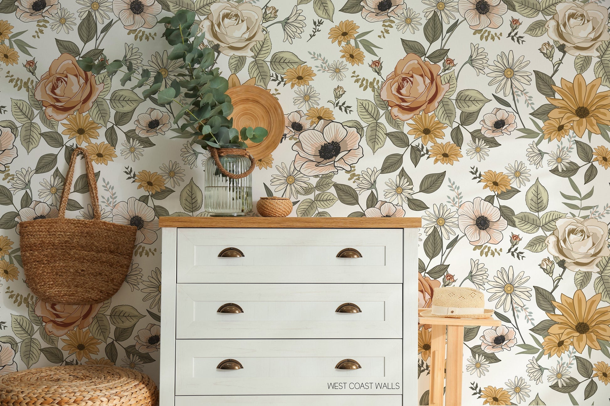 Boho Blooms Floral Wallpaper