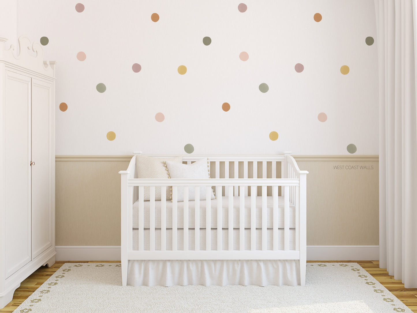 Neutral Rainbow Painted Removable Dot Decals