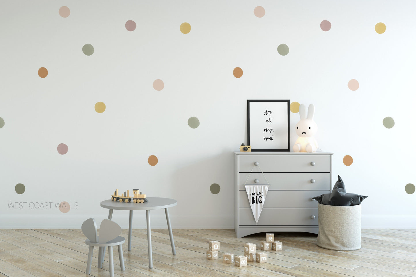 Neutral Rainbow Painted Removable Dot Decals