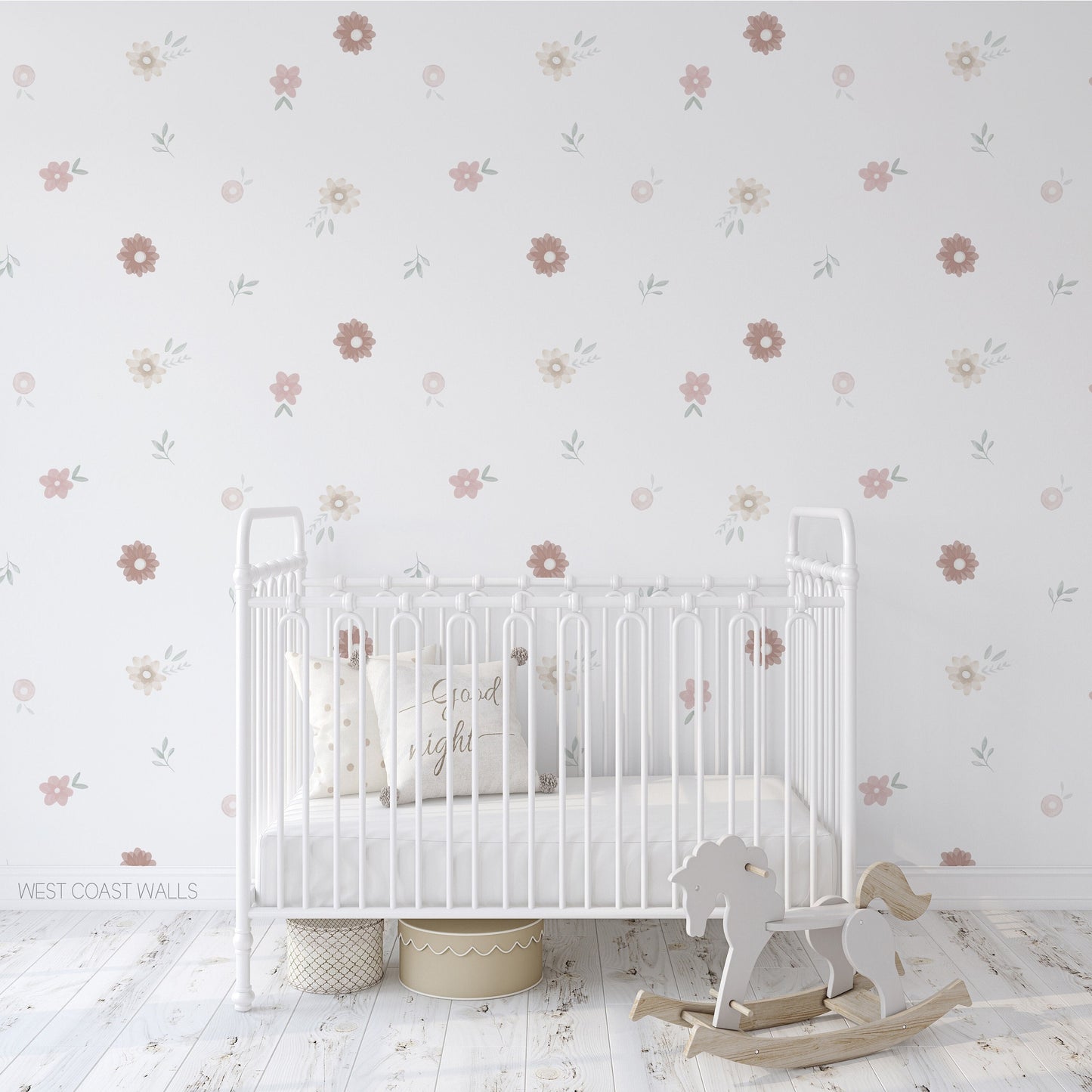 Muted Watercolour Painted Flowers Wall Decals