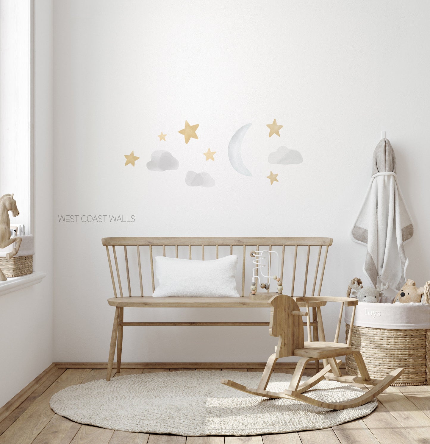 Watercolor Moon and Stars Removable Nursery Decals