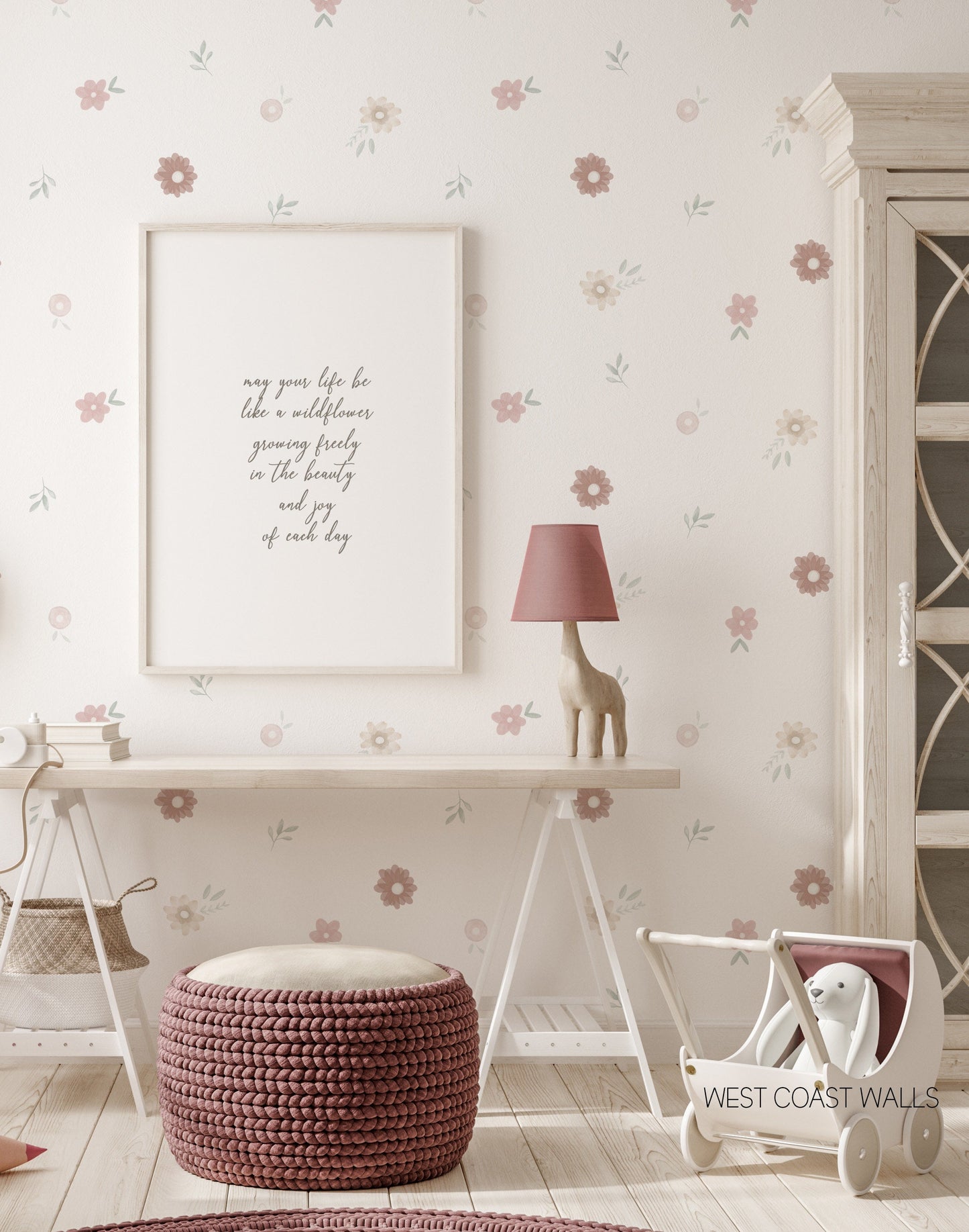 Muted Watercolour Painted Flowers Wall Decals