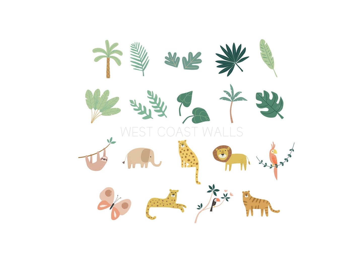 Deluxe Jungle Animals Removable Wall Decals