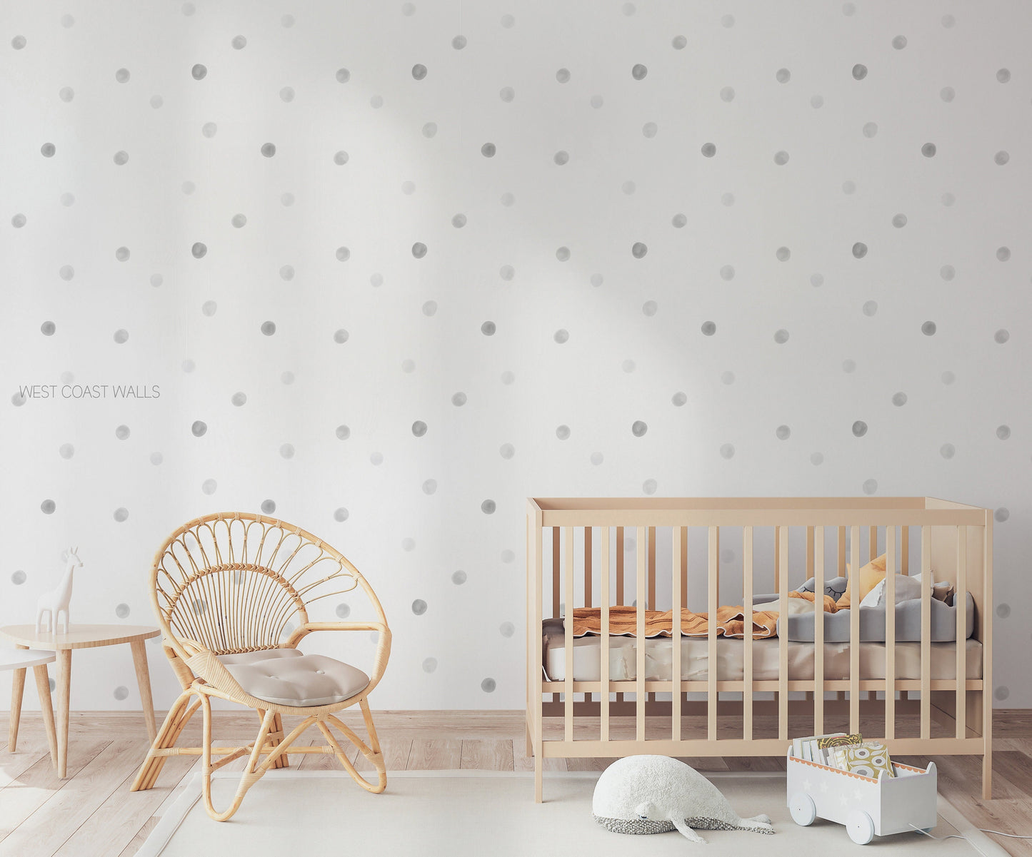 Grey Watercolor Removable Polka Dot Wall Decals