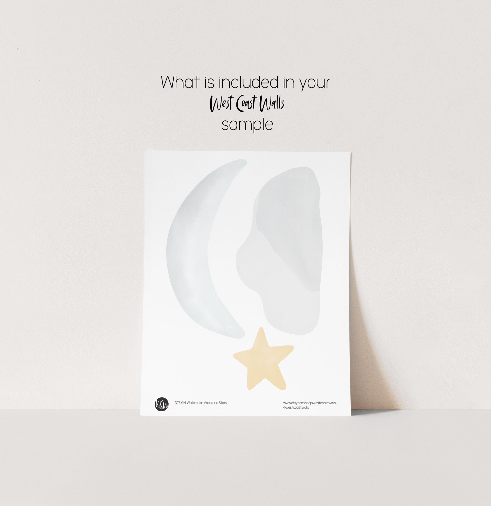 Watercolor Moon and Stars Removable Nursery Decals