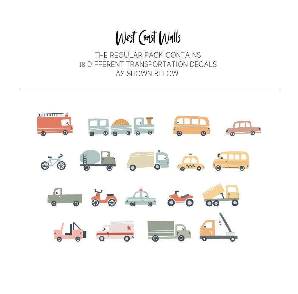 Transportation Vehicles Removable Wall Decals