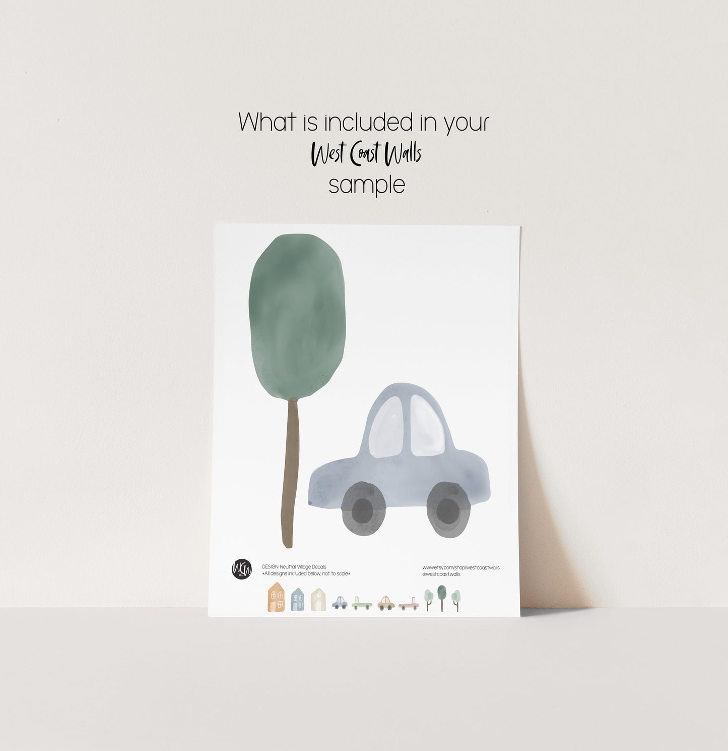 Neutral Village and Vehicles Removable Wall Decals