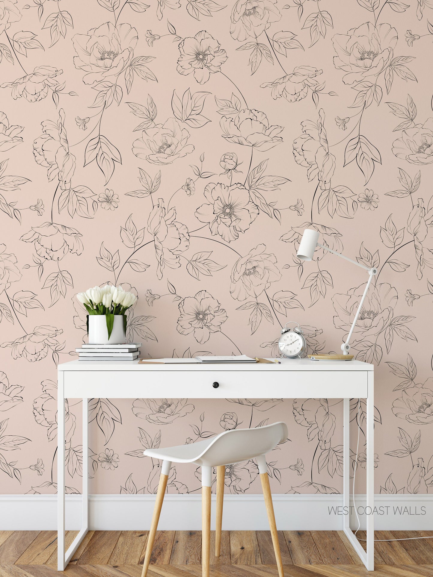 Small Delicate Drawn Floral Wallpaper