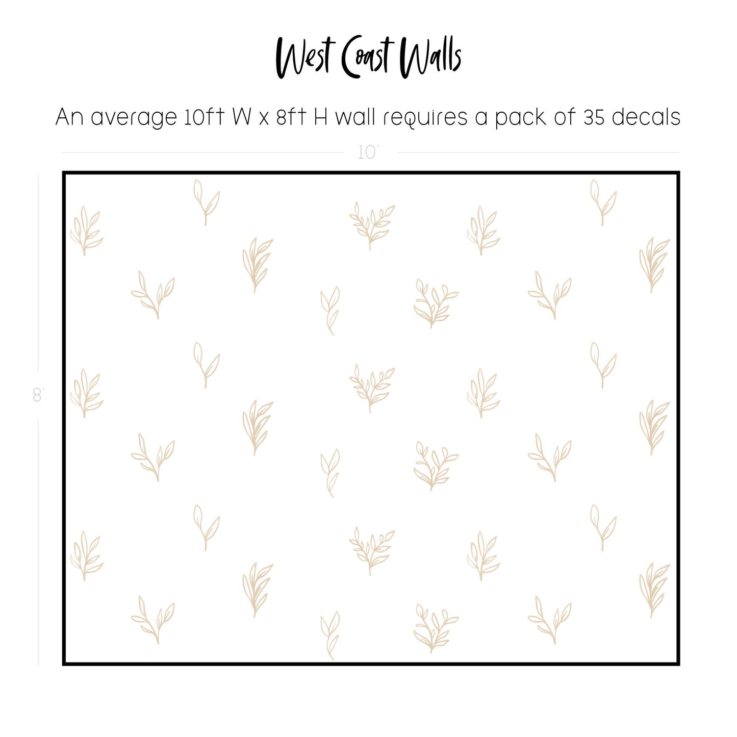 Beige Painted Botanical Leaves Removable Wall Decals