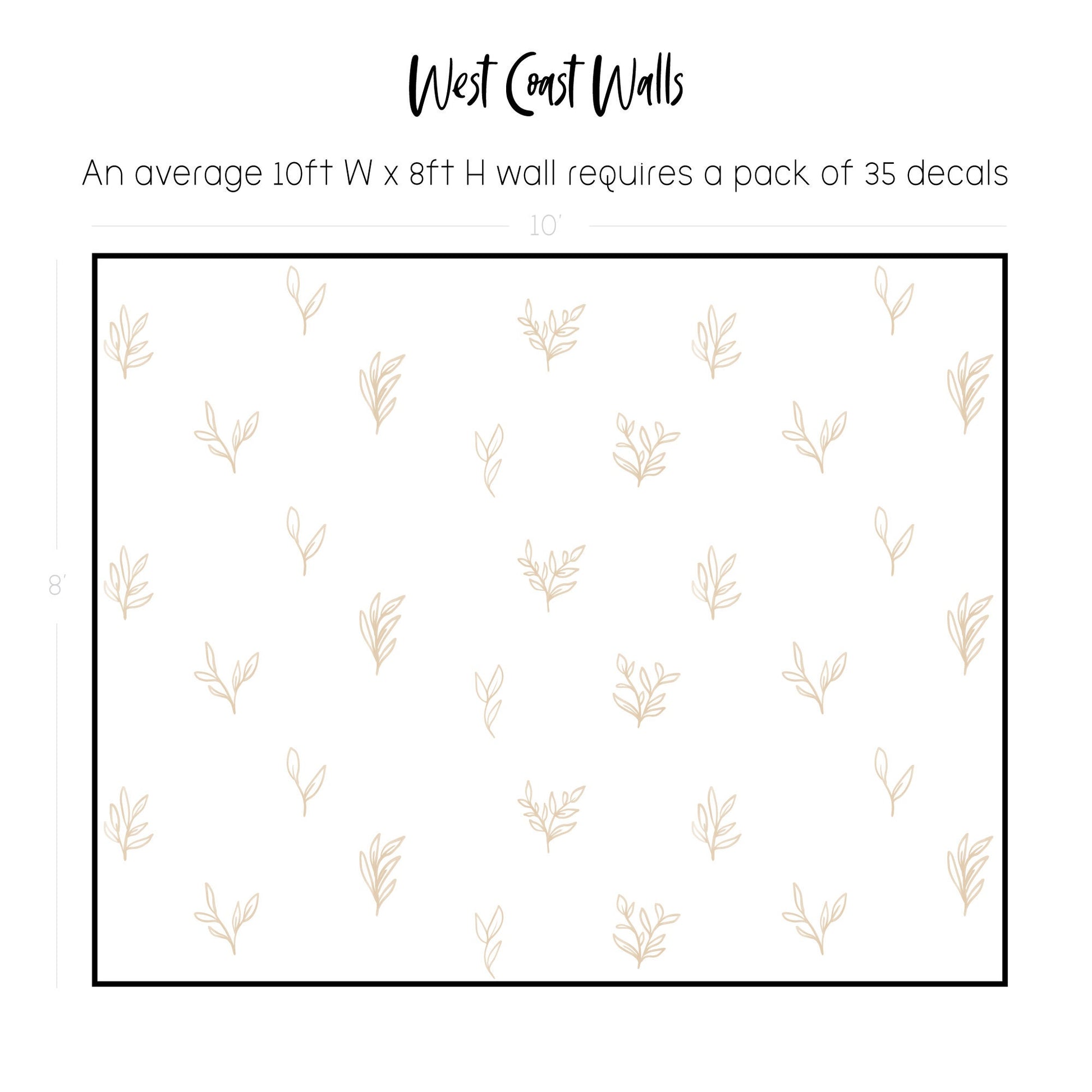 Beige Painted Botanical Leaves Removable Wall Decals