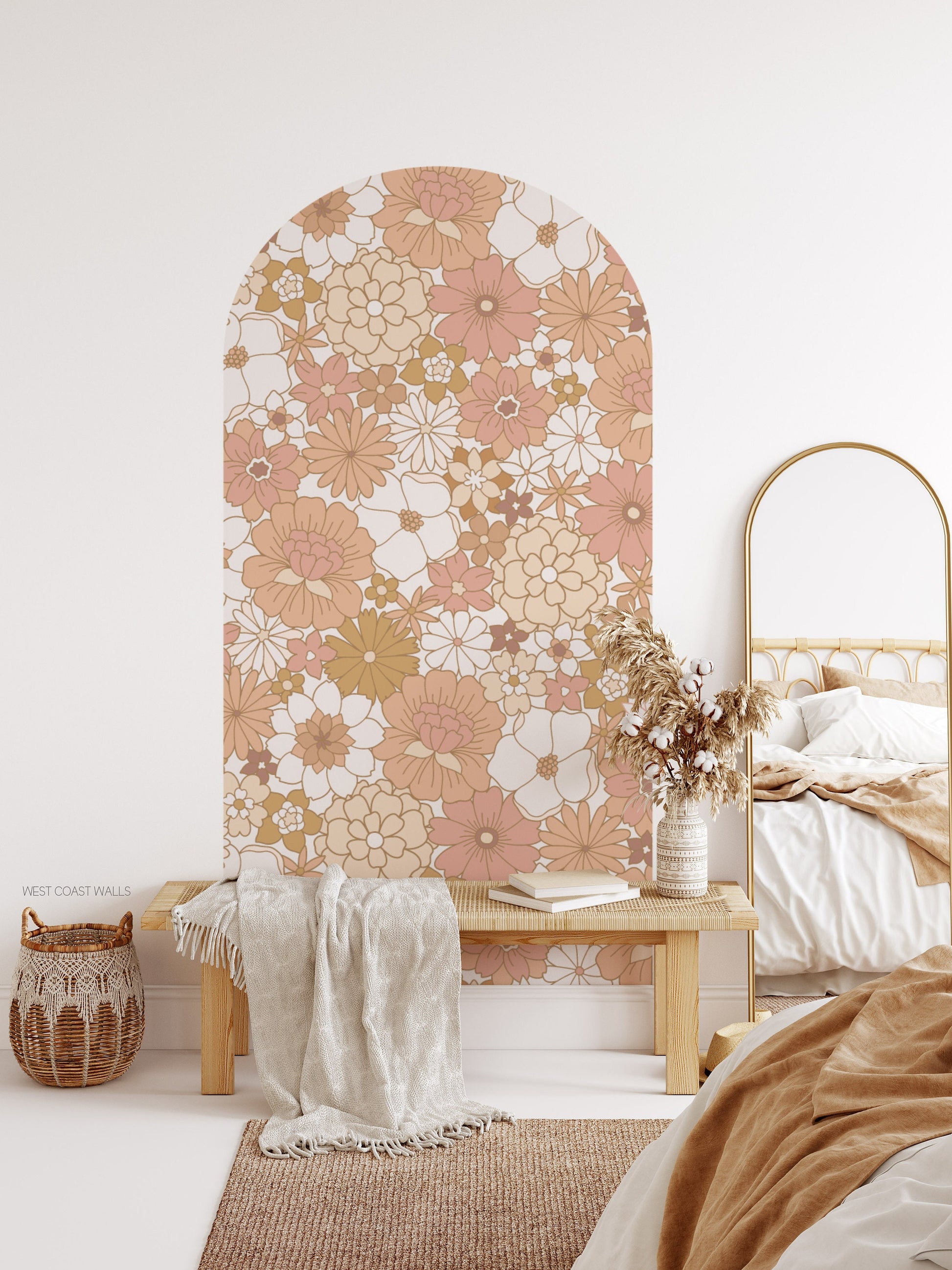 Retro Boho Floral Arch Decal