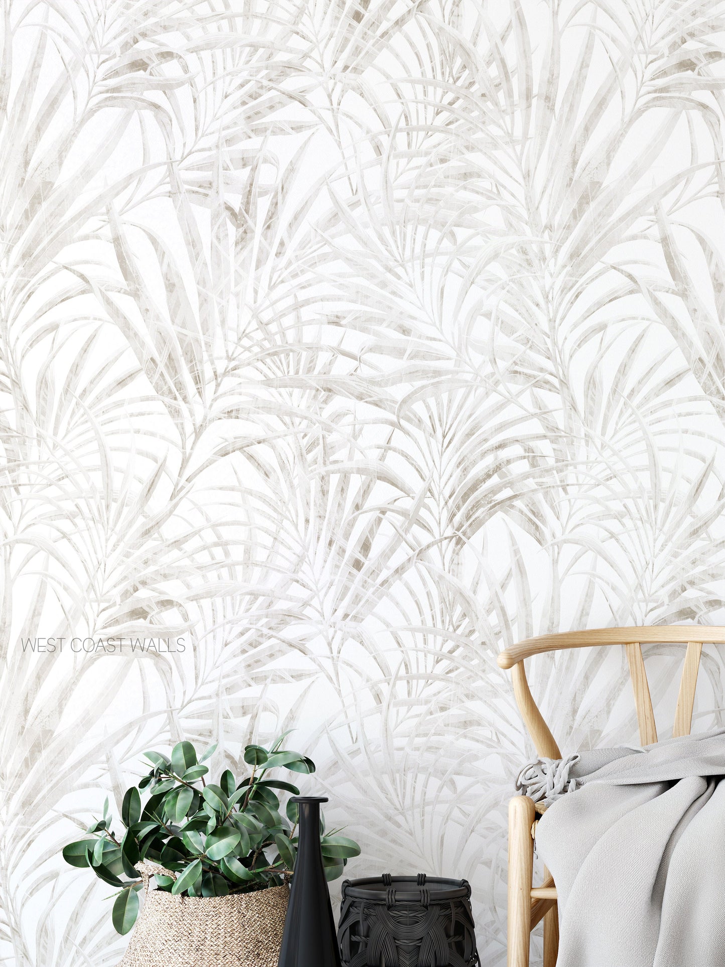 Subtle Coastal Palm Wallpaper