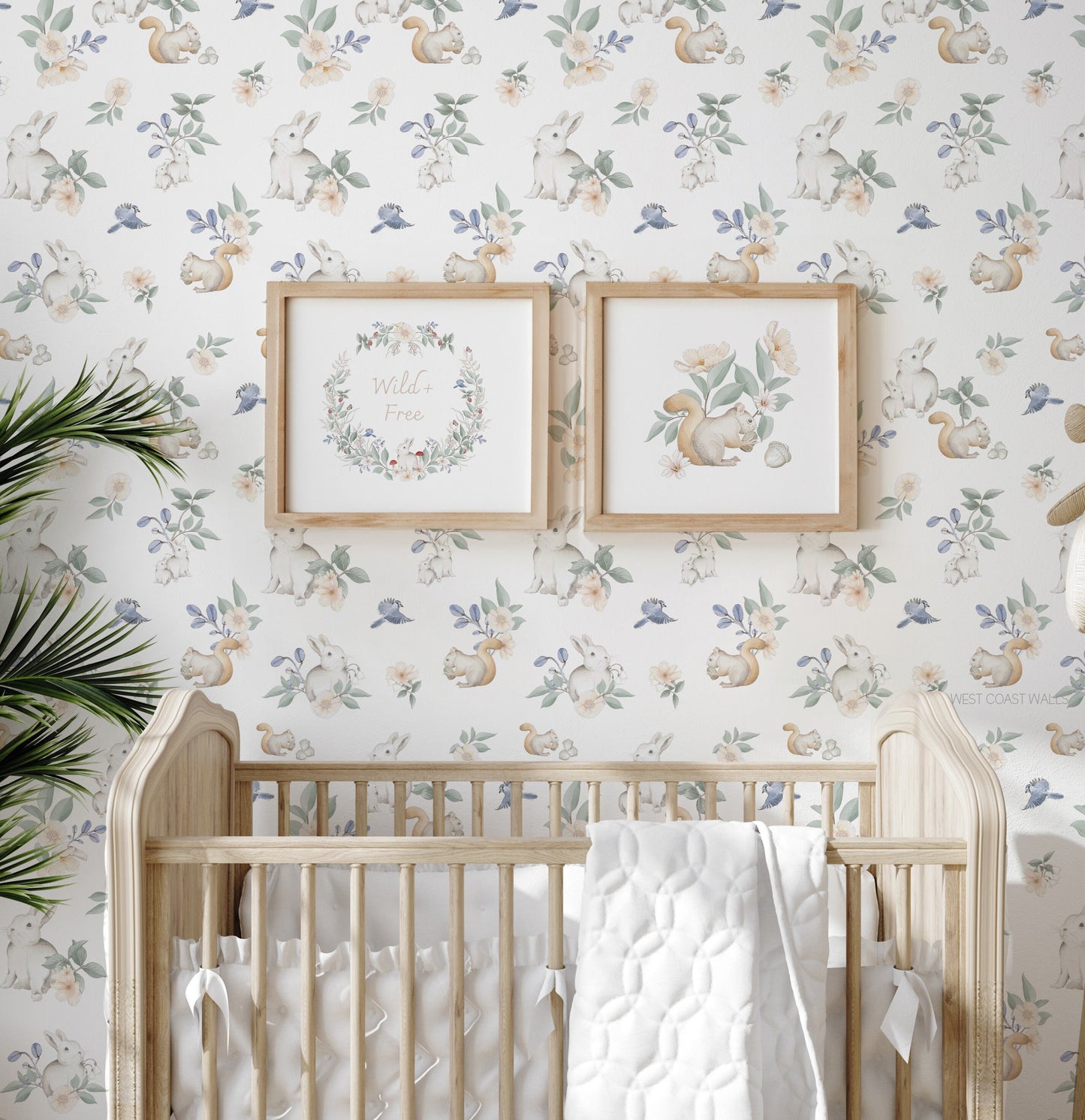 Pastel Floral Whimsical Woodland Wallpaper