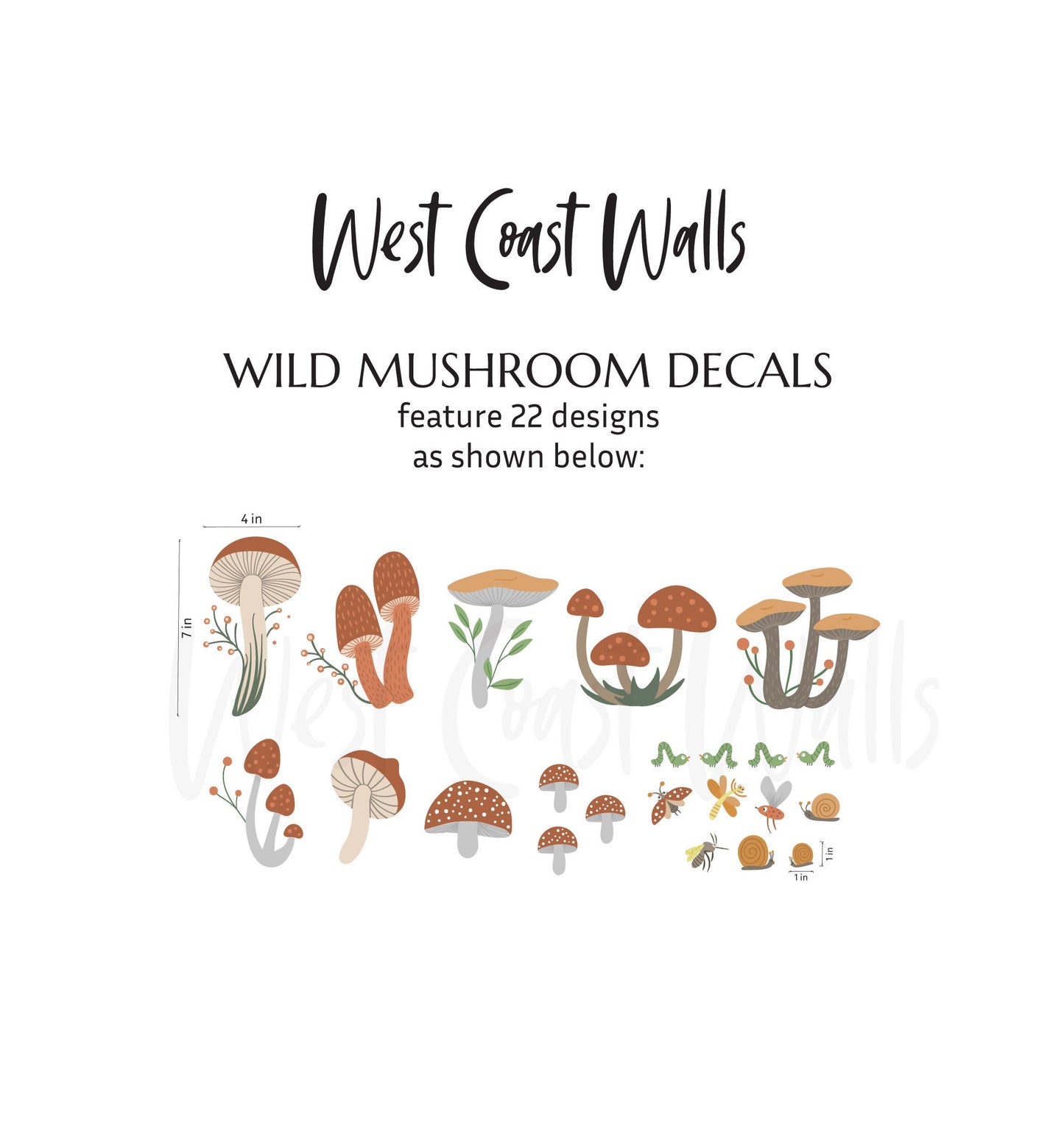 Wild Mushroom Removable Wall Decals