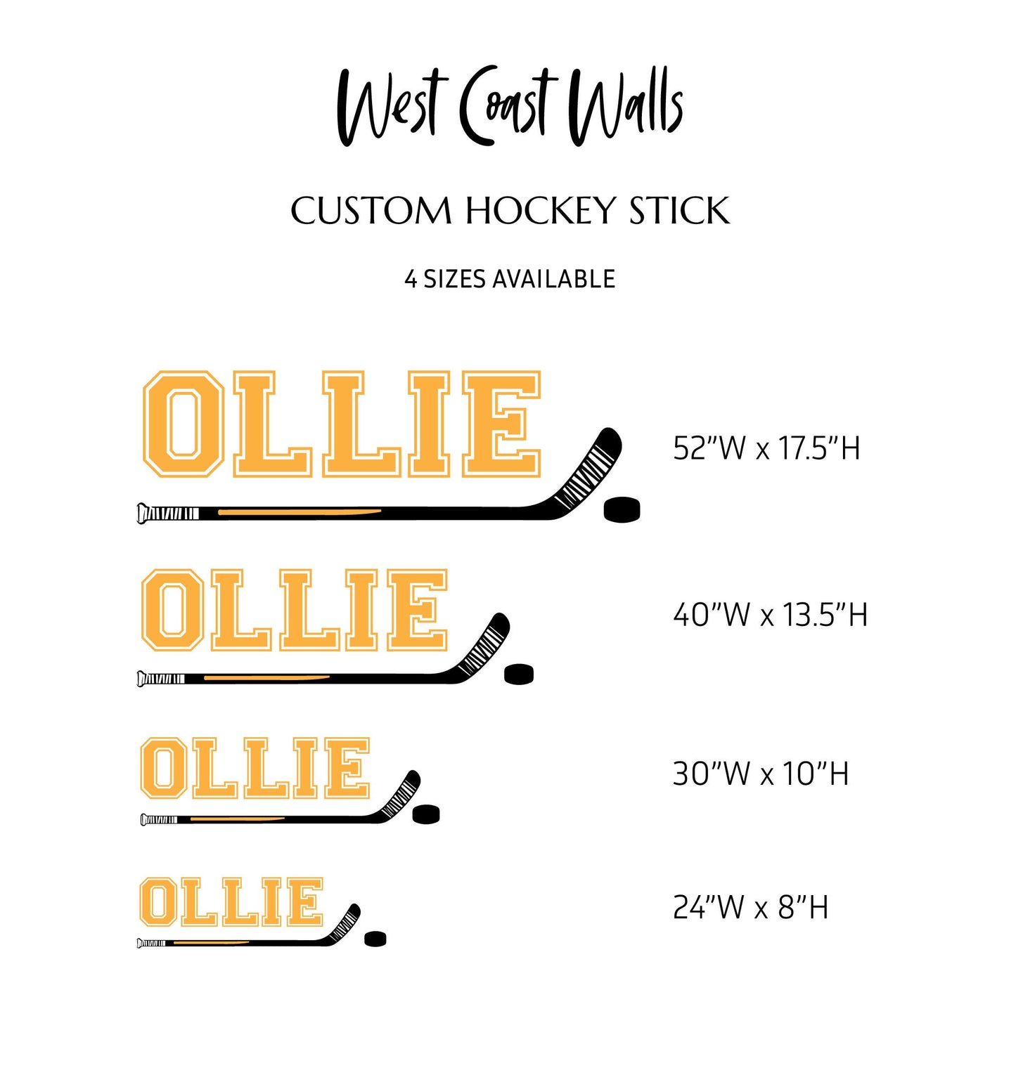 Custom Hockey Stick Removable Wall Decal