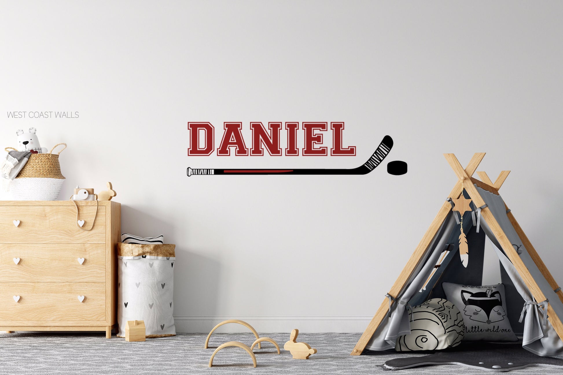 Custom Hockey Stick Removable Wall Decal