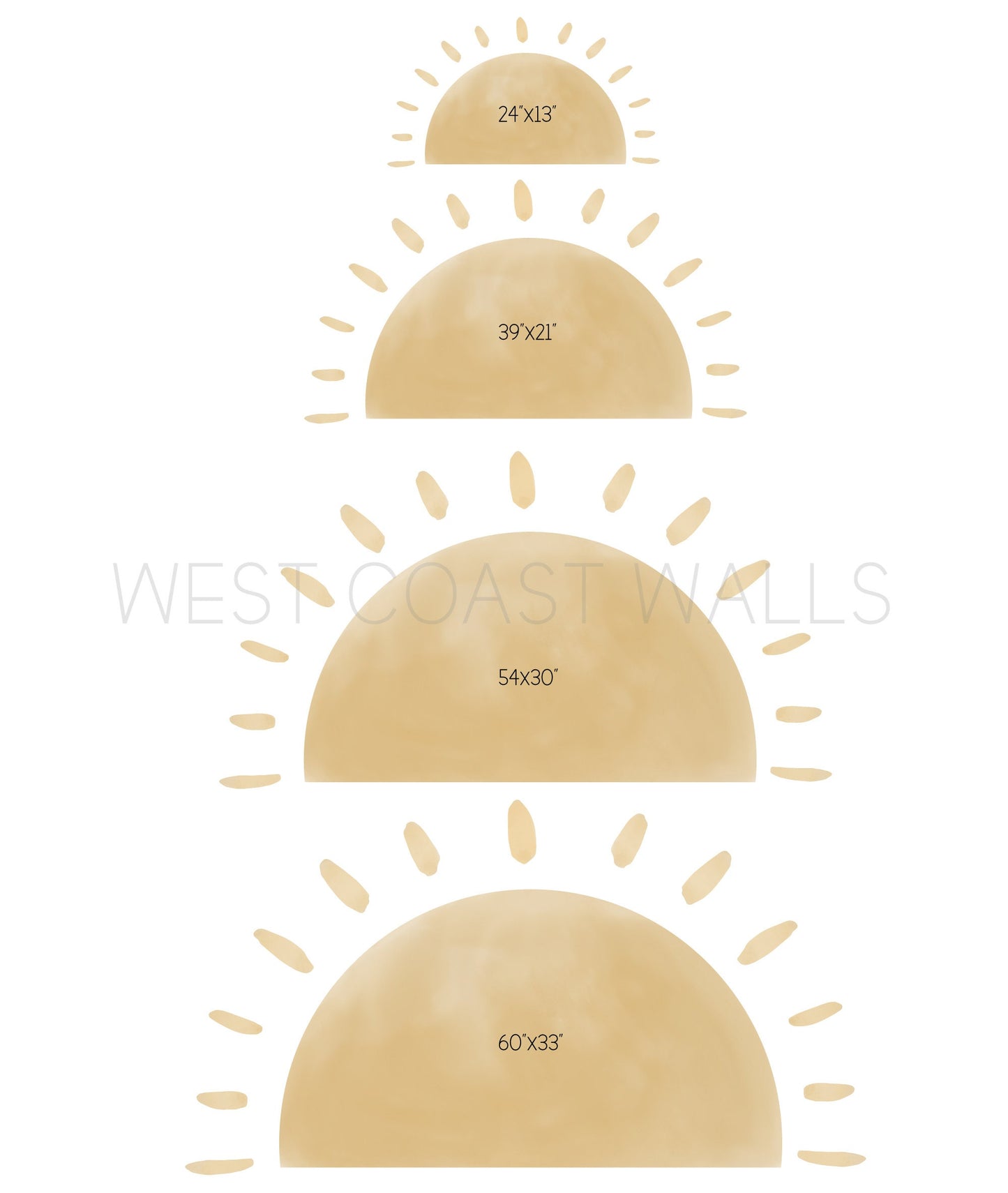 Large Watercolor Sun Removable Wall Decal