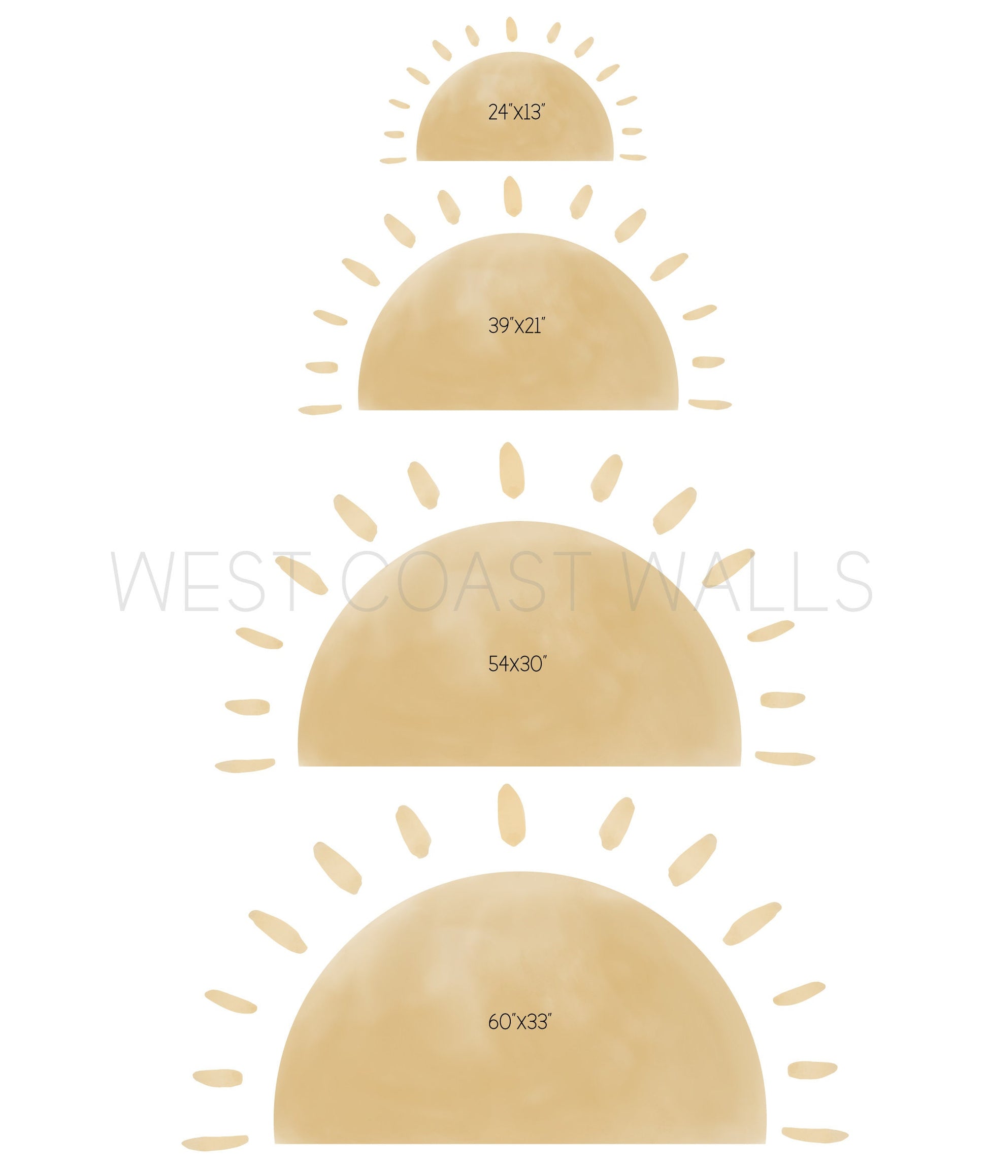 Large Watercolor Sun Removable Wall Decal