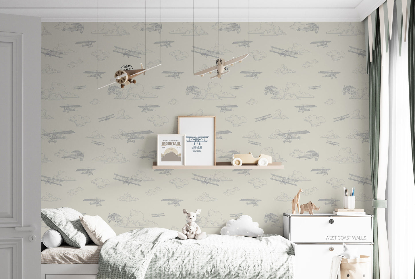 Vintage Airplane Wallpaper, alternate colors available / Aviation Wallpaper / Airplane Decor / Airplane Wallpaper / Nursery Wallpaper