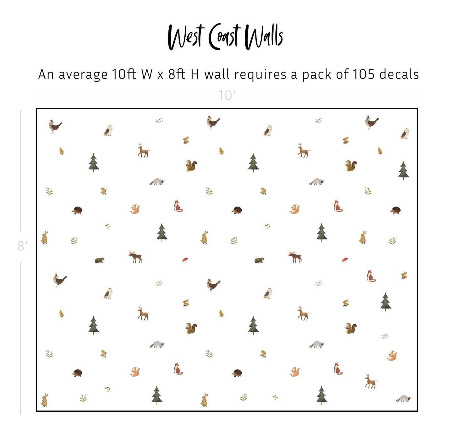 Painted Forest Animals Removable Wall Decals