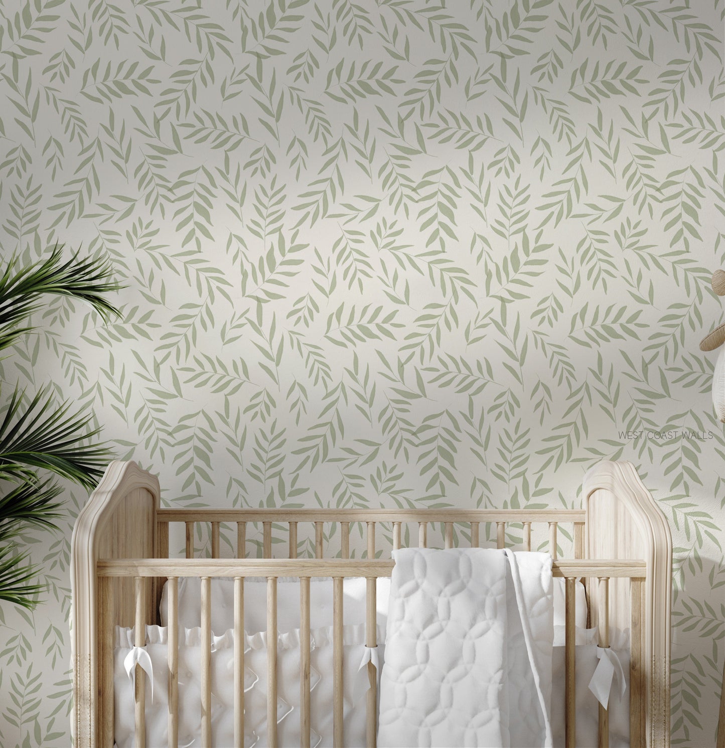 Earthy Fern Leaves Wallpaper / Palm Wallpaper / Wallpaper / Greenery Wallpaper / Neutral Nursery / Nature Nursery