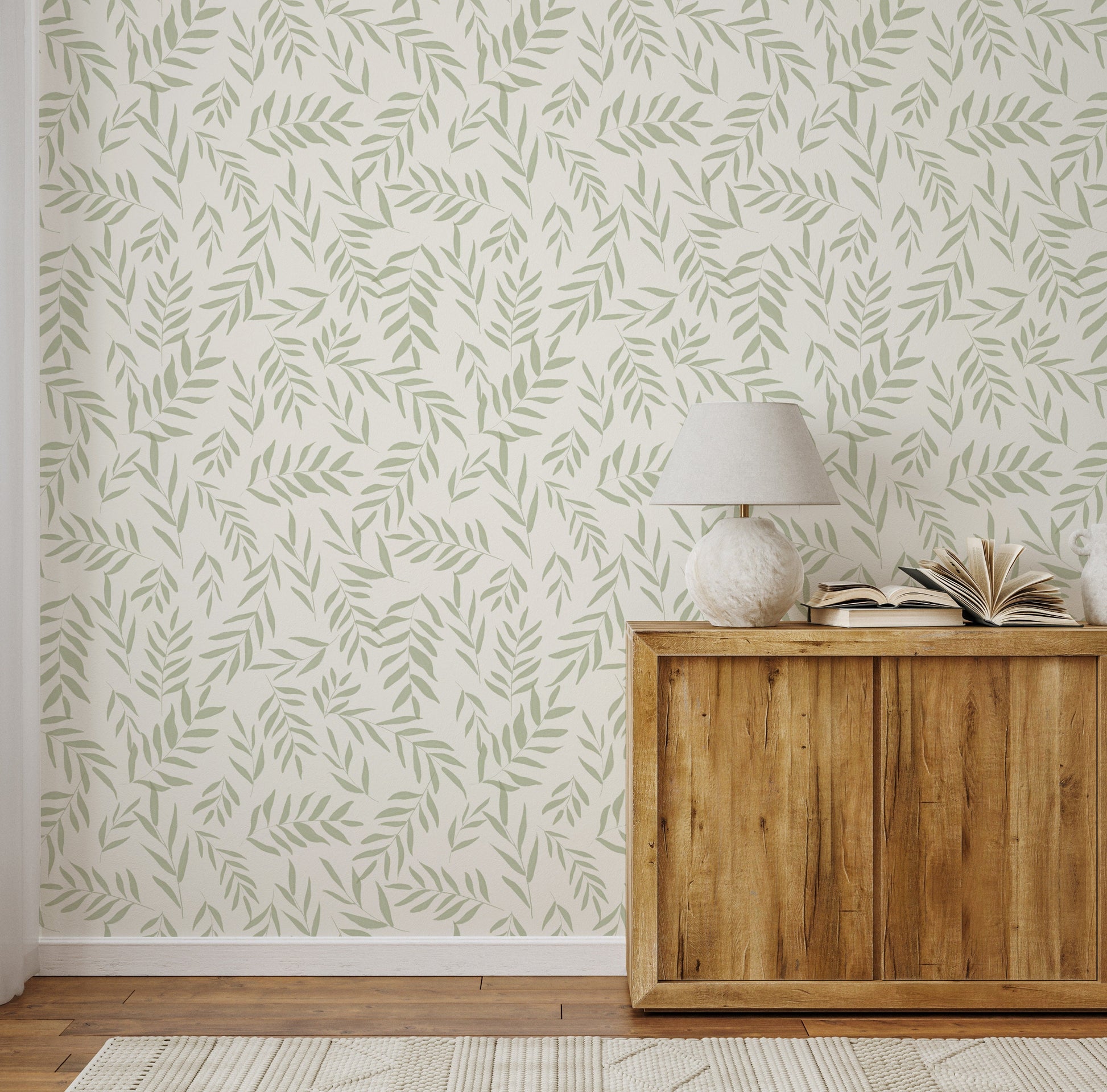 Earthy Fern Leaves Wallpaper / Palm Wallpaper / Wallpaper / Greenery Wallpaper / Neutral Nursery / Nature Nursery