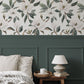 Green and White Magnolia Wallpaper / Floral Blooms Wallpaper / White Floral Wallpaper