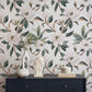 Green and White Magnolia Wallpaper / Floral Blooms Wallpaper / White Floral Wallpaper