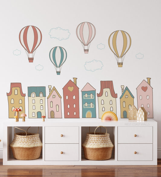 Whimsical Village Removable Wall Decals / City Wall Decals / Nursery Wall Decals / House Wall Decals / Playroom Decor