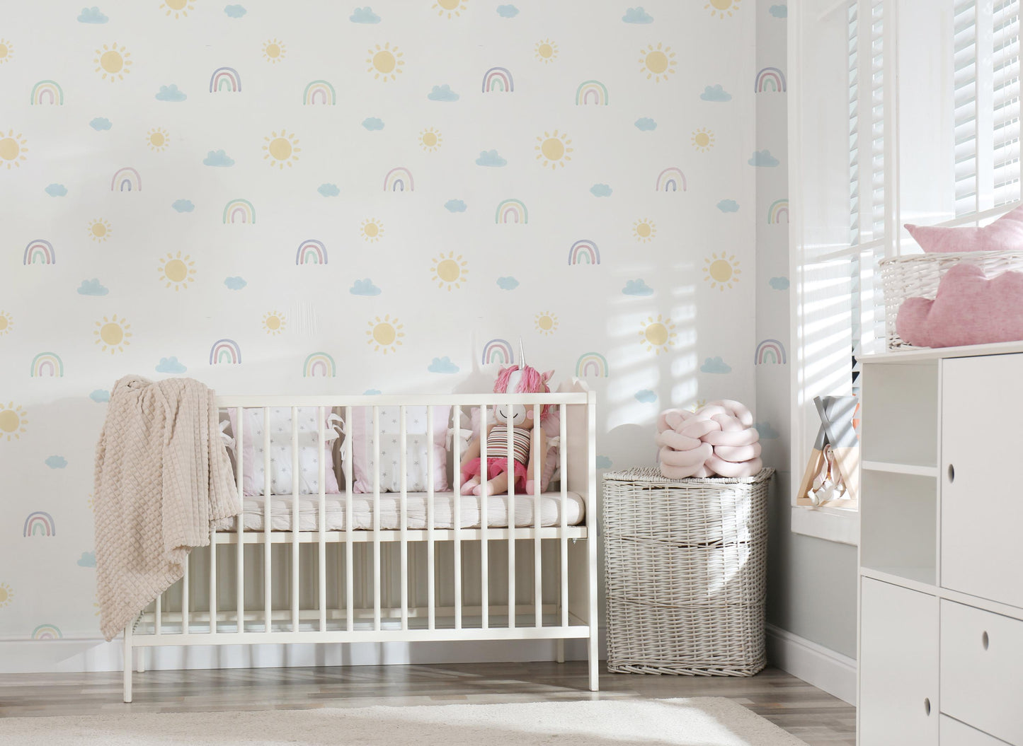 Pastel Sun and Rainbows Removable Wall Decals