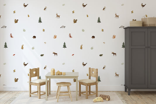 Painted Forest Animals Removable Wall Decals