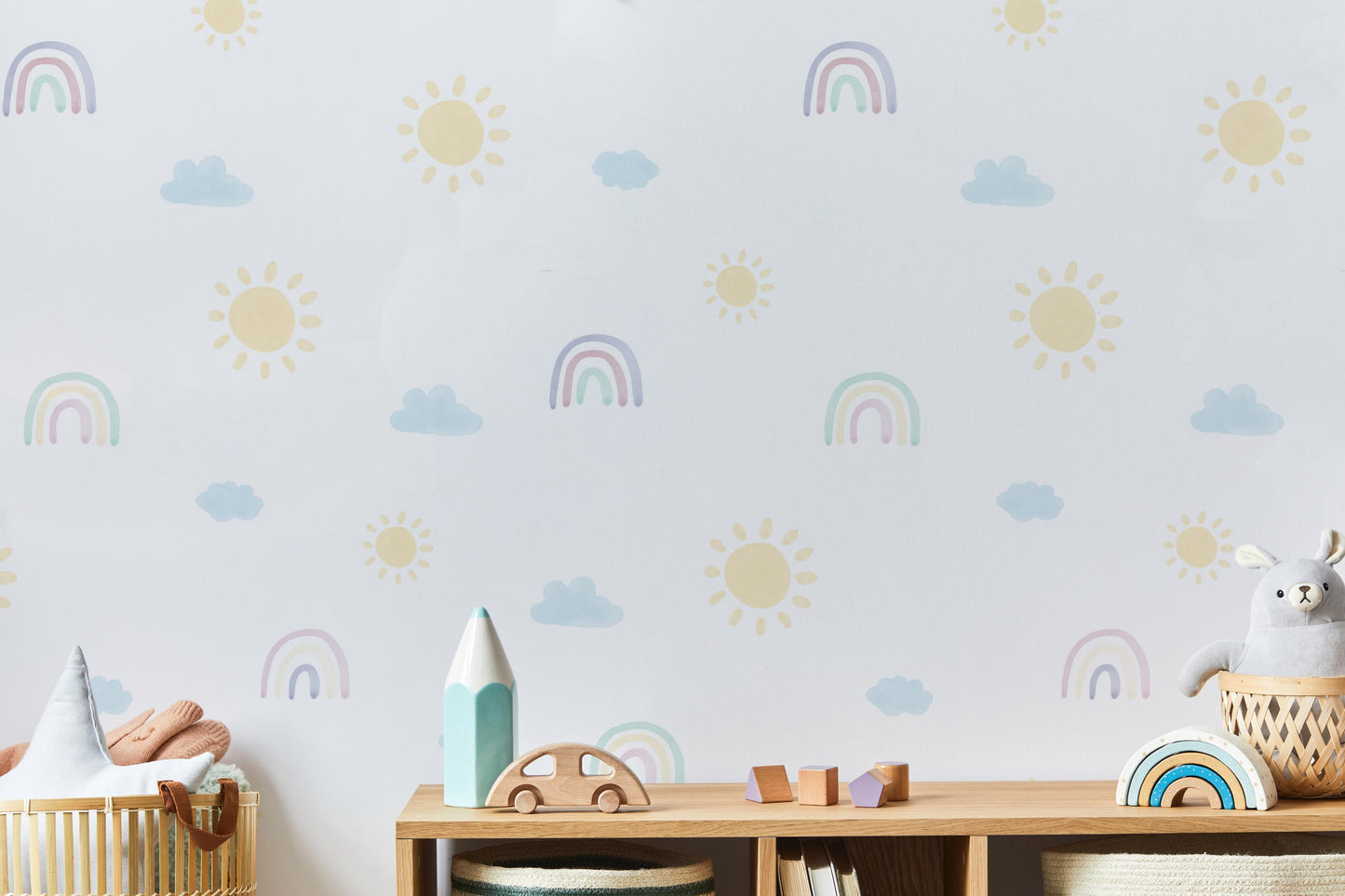 Pastel Sun and Rainbows Removable Wall Decals