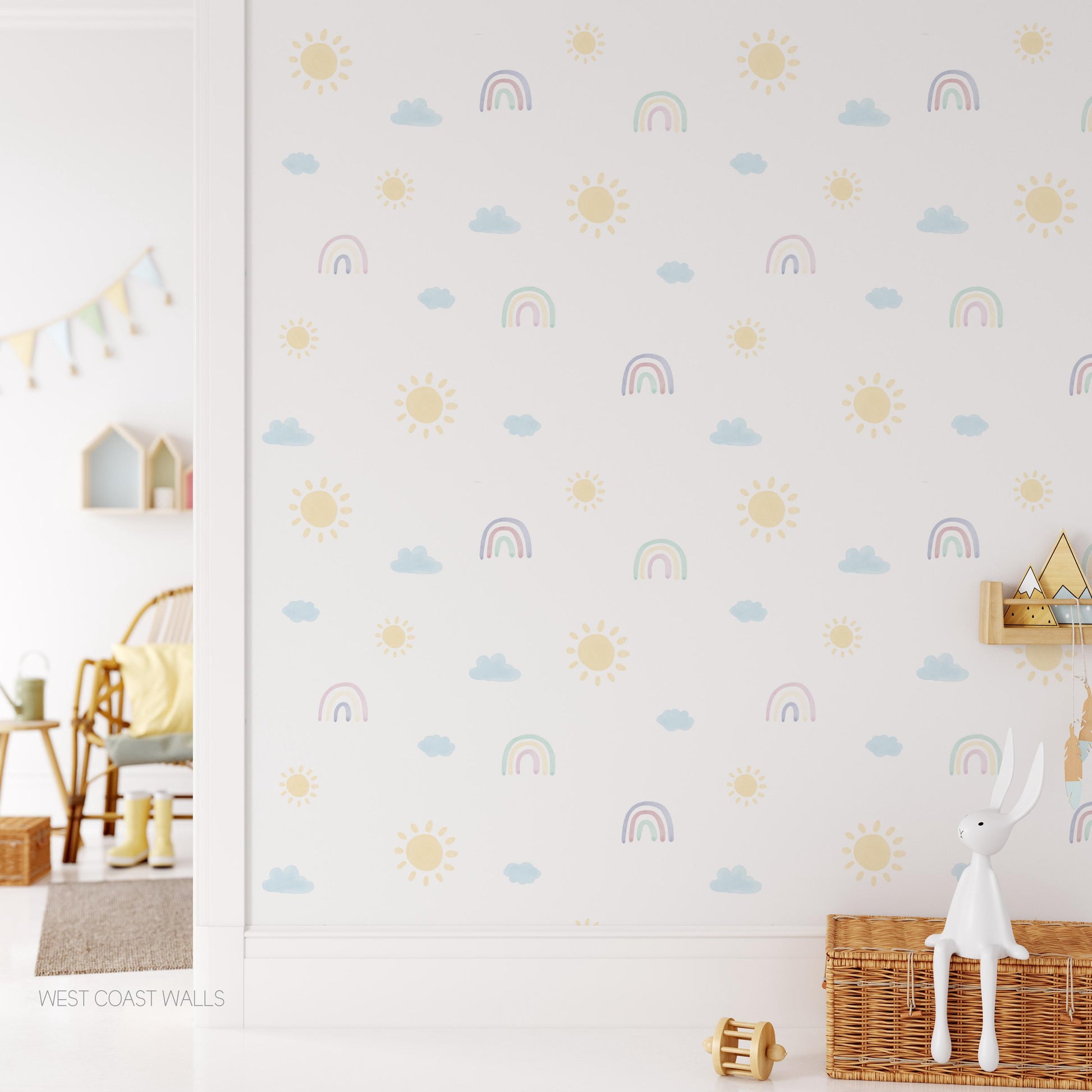 Pastel Sun and Rainbows Removable Wall Decals