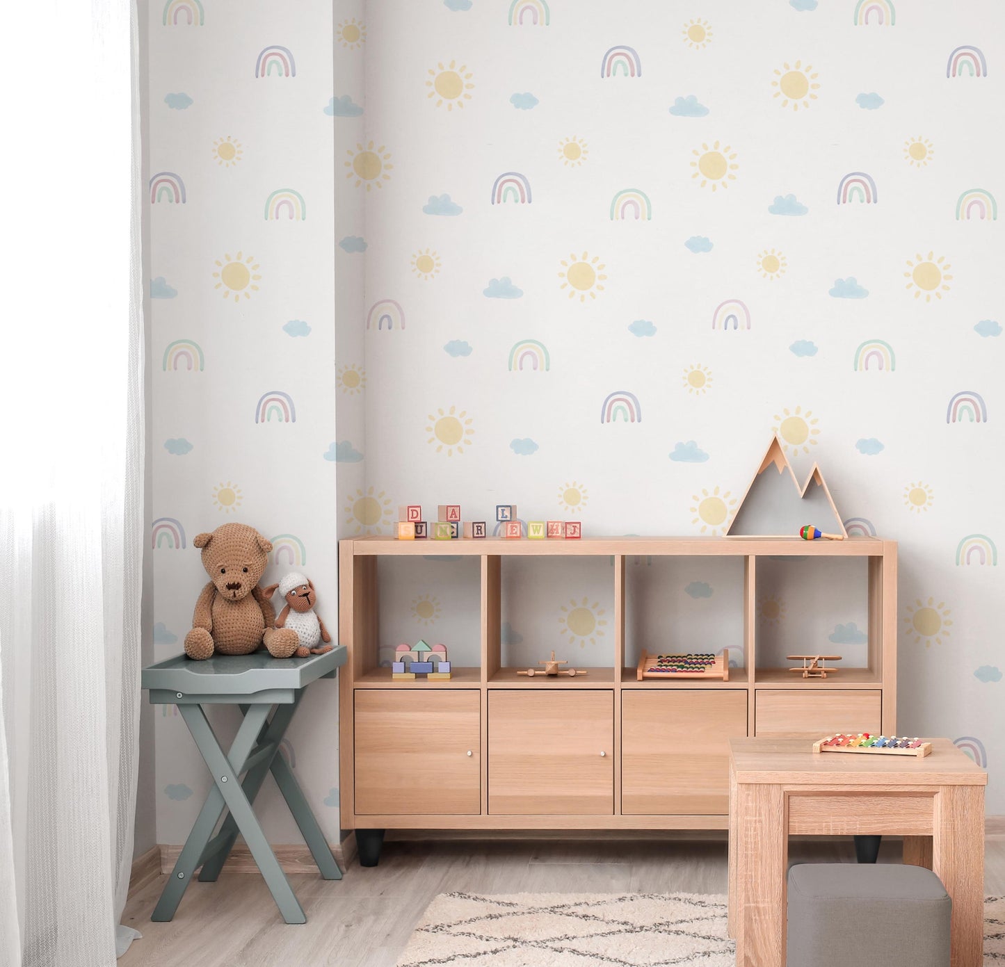 Pastel Sun and Rainbows Removable Wall Decals / Watercolor Sun / Nursery Wall Decals / Cute Wall Decals For Kids