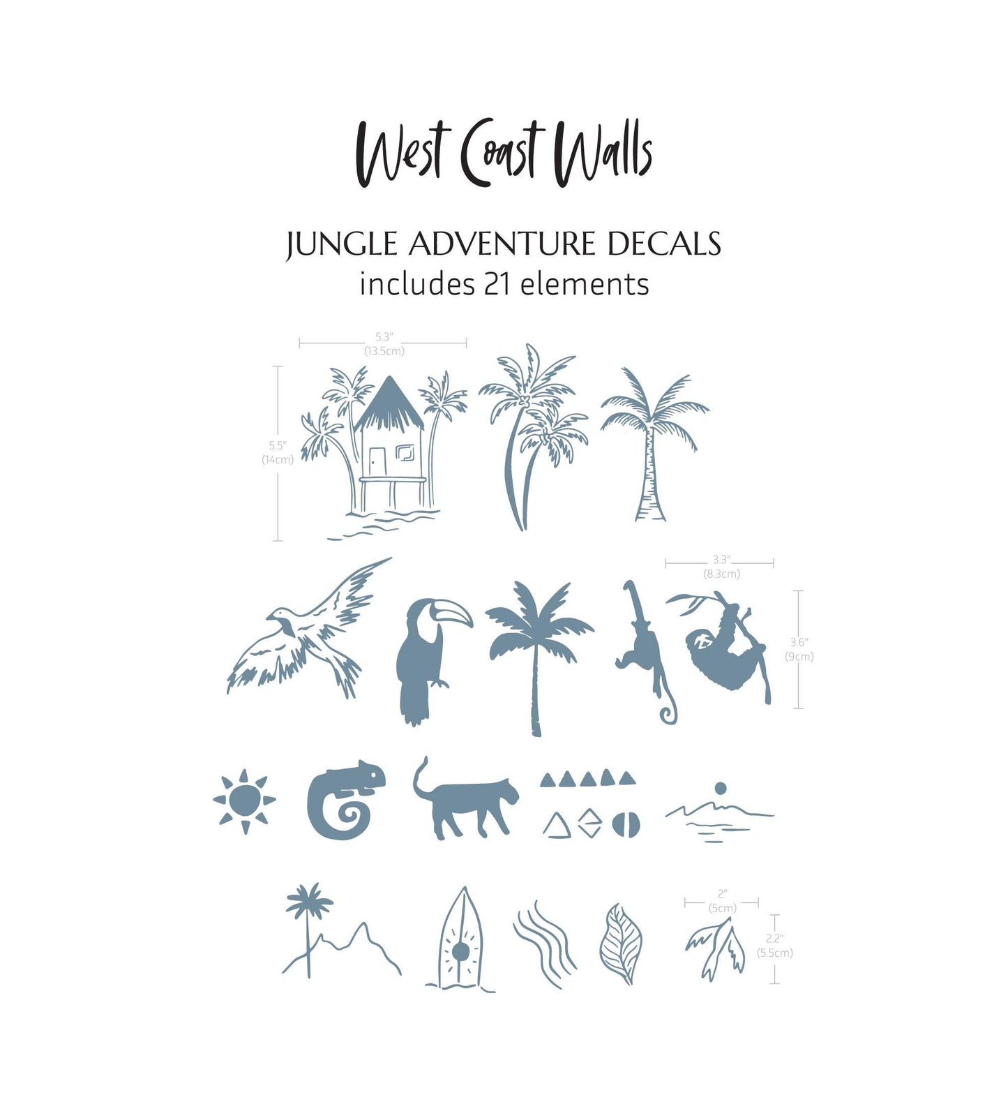 Drawn Jungle Adventure Removable Wall Decals