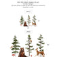 Large Watercolor Pine Tree Animals Removable Wall Decal